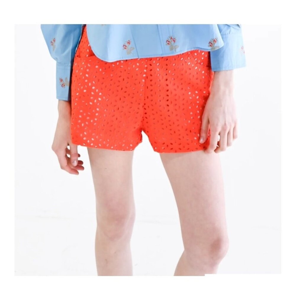 Never A Wallflower Amy Shorts Womens Eyelet Orange Size L Cotton (bin Y117)